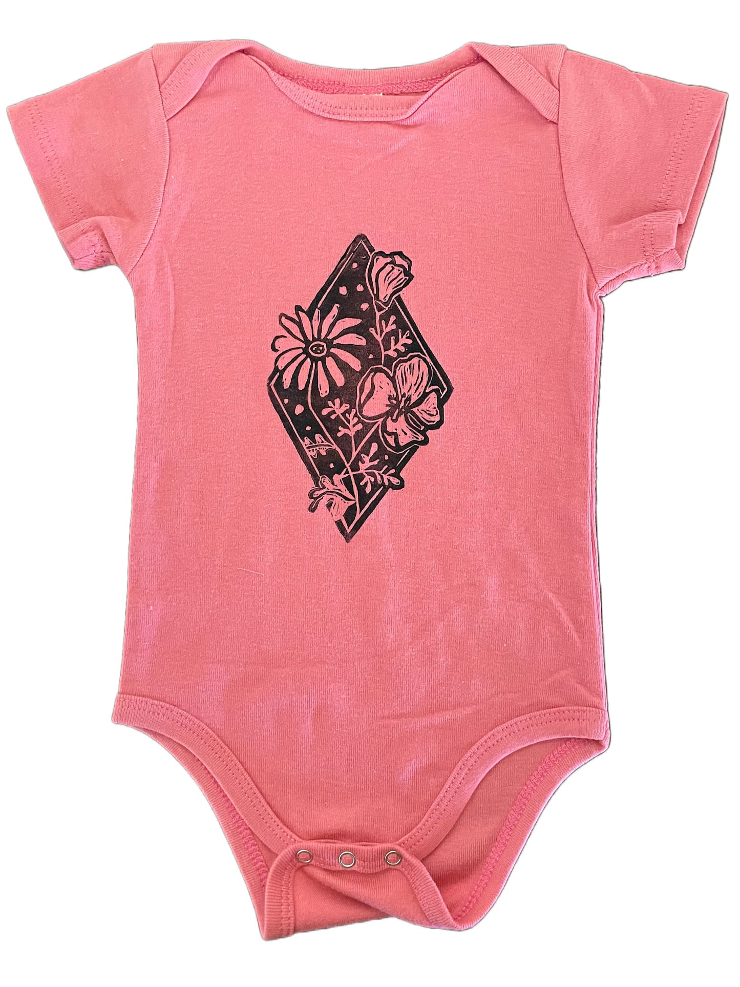 Baby onesie,floral diamond pink